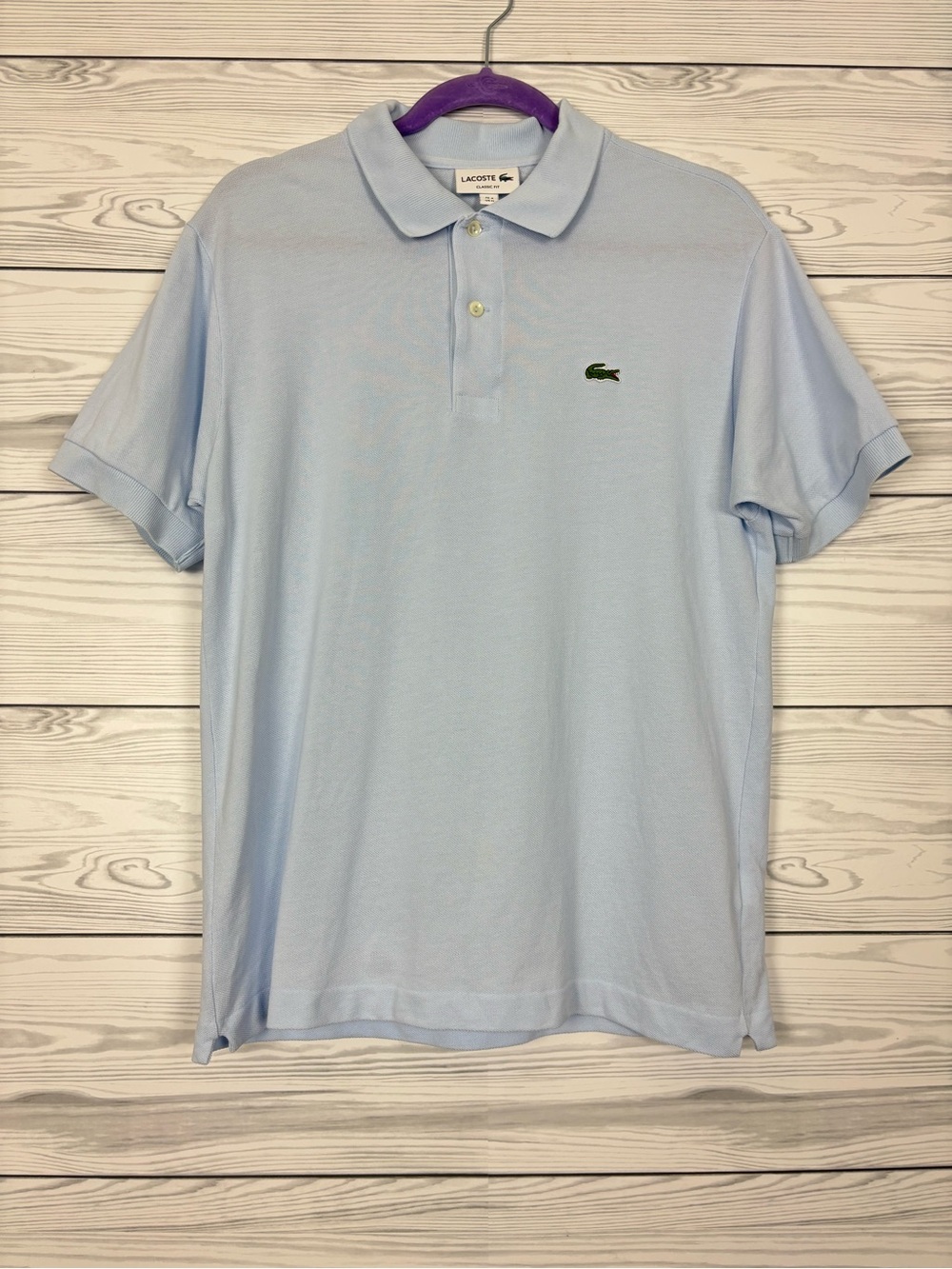 Lacoste Men’s Classic fit baby blue polo short sleeve shirt size medium